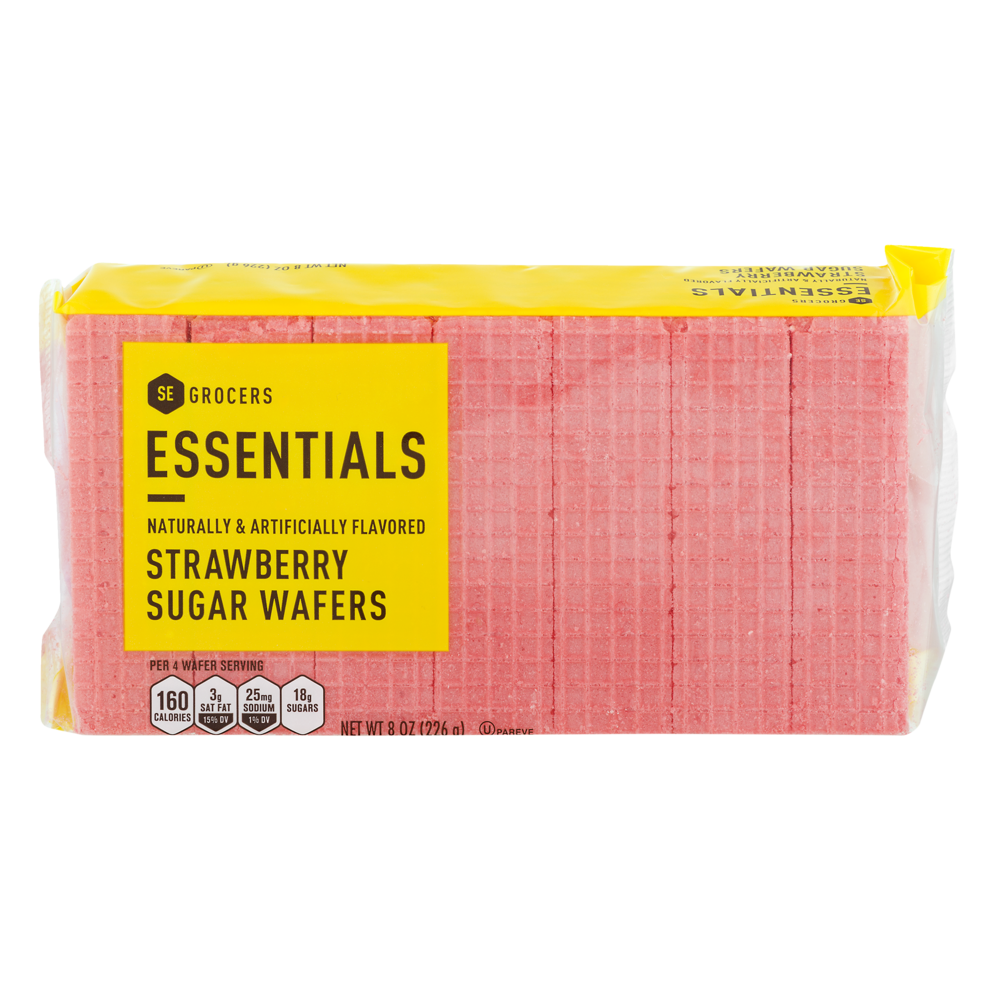 slide 1 of 1, Essentials Strawberry Sugar Wafers, 8 oz
