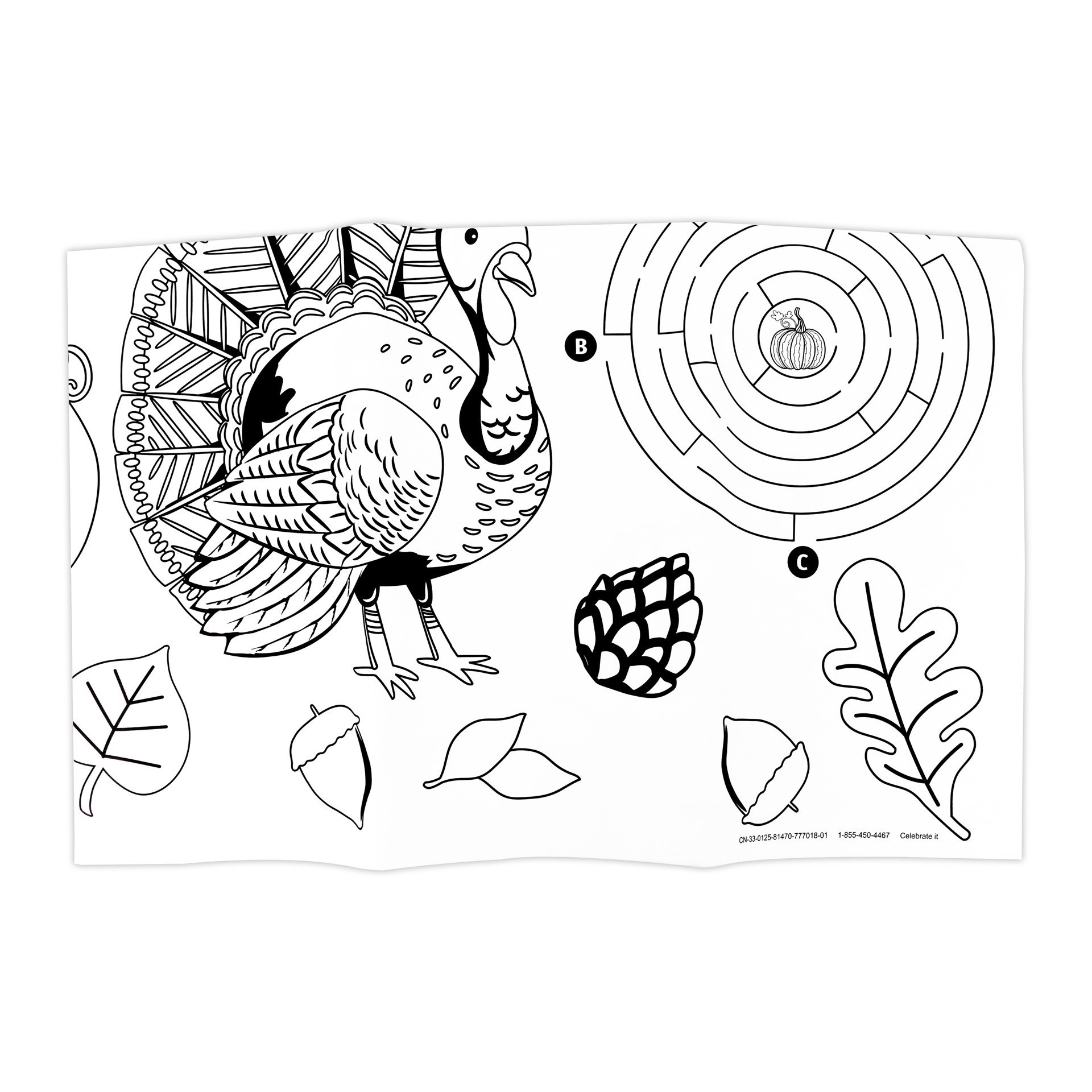 slide 3 of 3, 88" Thanksgiving Color-In Table Cloth By Celebrate It, 88 in x 54 in