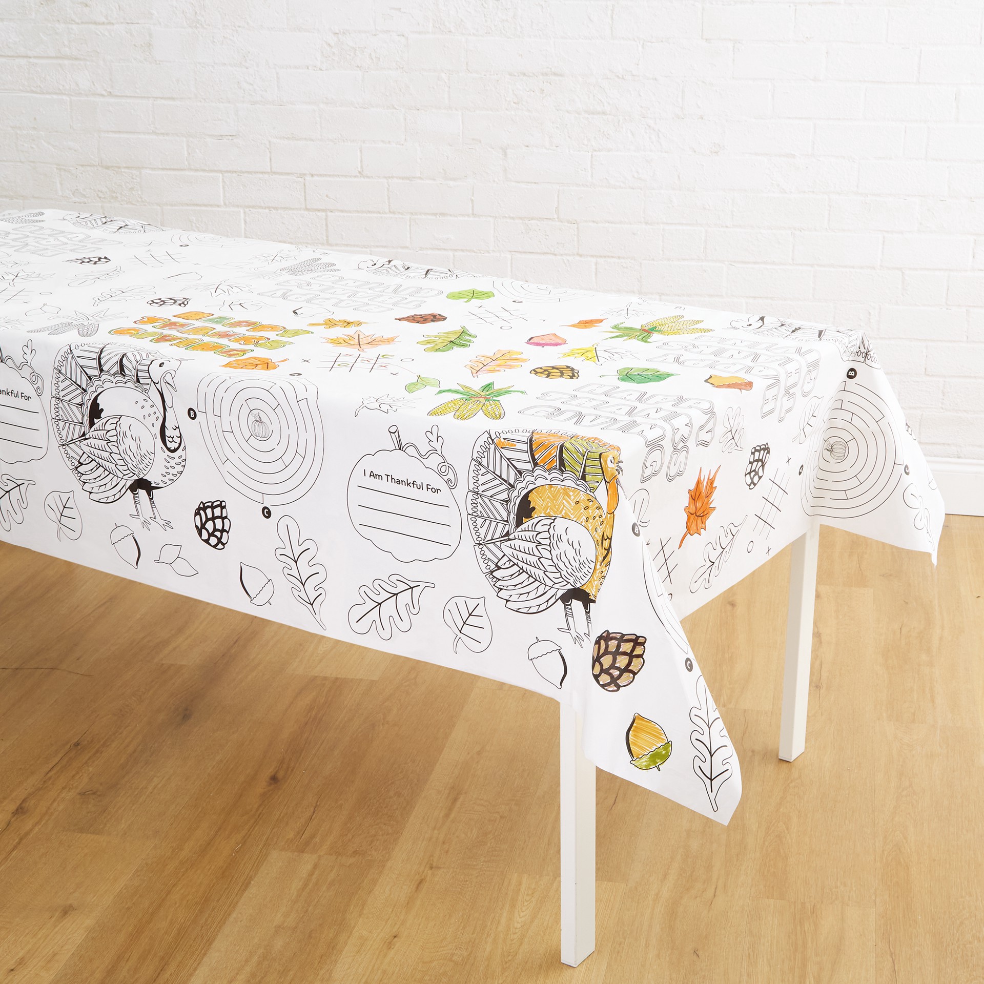 slide 2 of 3, 88" Thanksgiving Color-In Table Cloth By Celebrate It, 88 in x 54 in