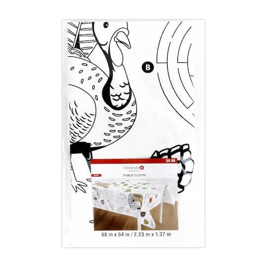 slide 1 of 3, 88" Thanksgiving Color-In Table Cloth By Celebrate It, 88 in x 54 in