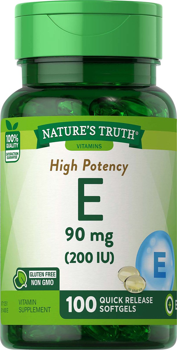 slide 3 of 5, Nature's Truth Vit E Alpha Softgel 200Iu, 100 ct