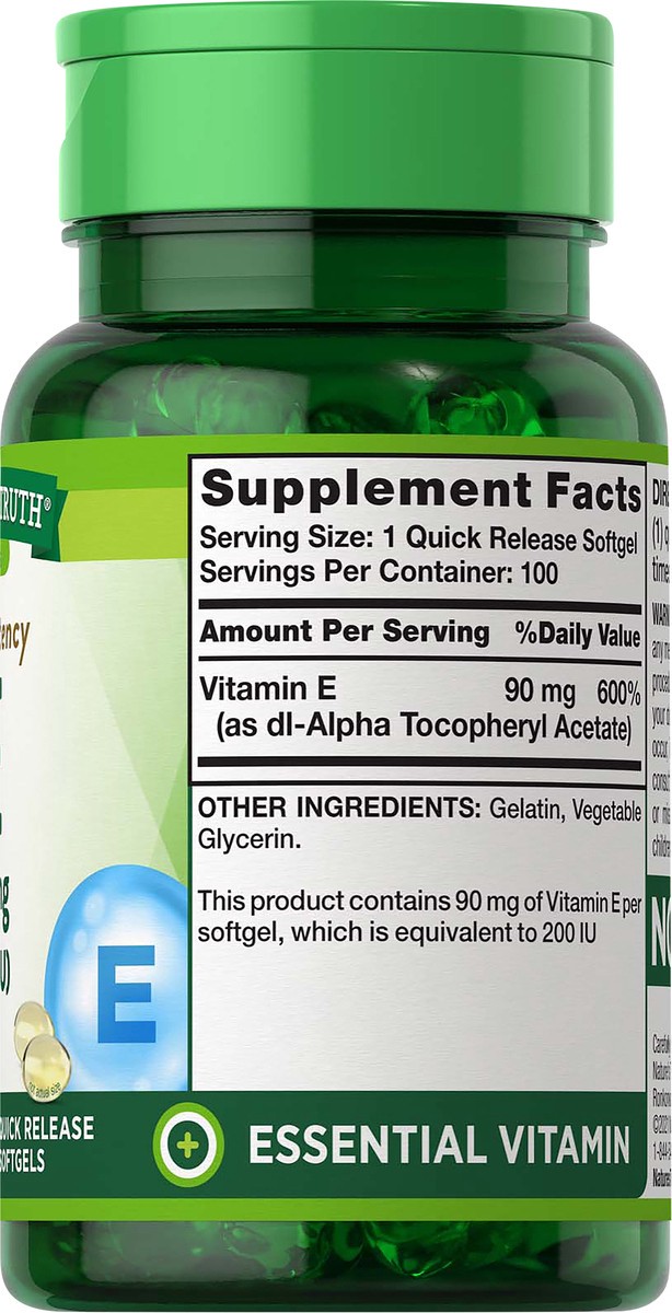 slide 4 of 5, Nature's Truth Vit E Alpha Softgel 200Iu, 100 ct