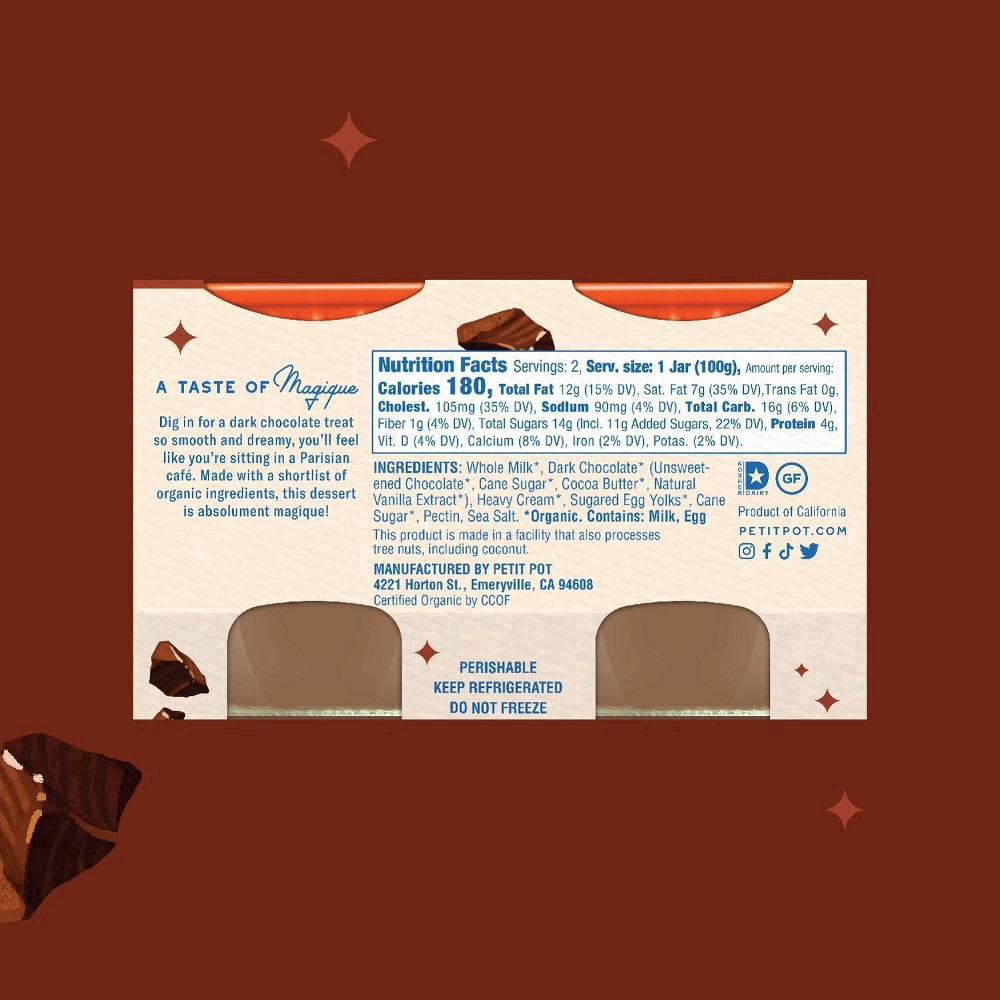 slide 4 of 61, Petit Pot Organic & Creamy Dark Chocolate French Dessert 2 - 4 oz Pots, 2 ct