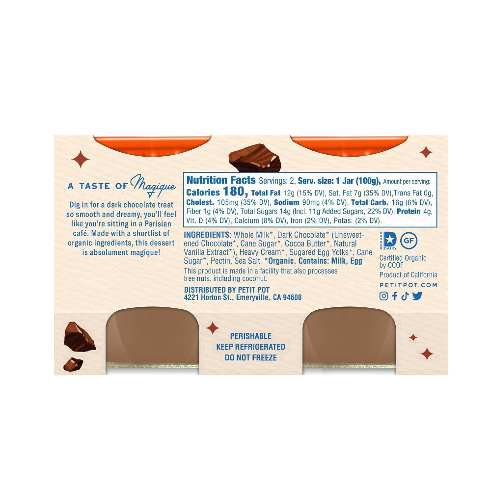 slide 51 of 61, Petit Pot Organic & Creamy Dark Chocolate French Dessert 2 - 4 oz Pots, 2 ct