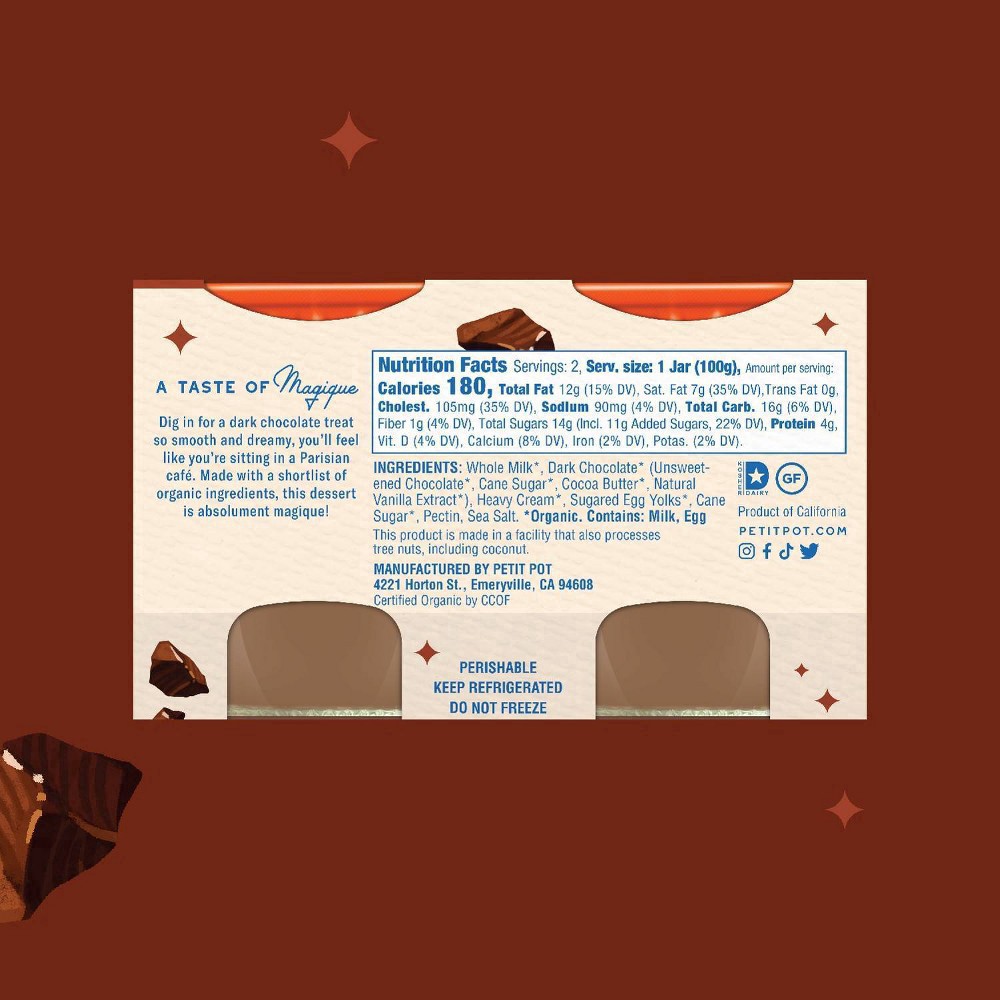 slide 11 of 61, Petit Pot Organic & Creamy Dark Chocolate French Dessert 2 - 4 oz Pots, 2 ct