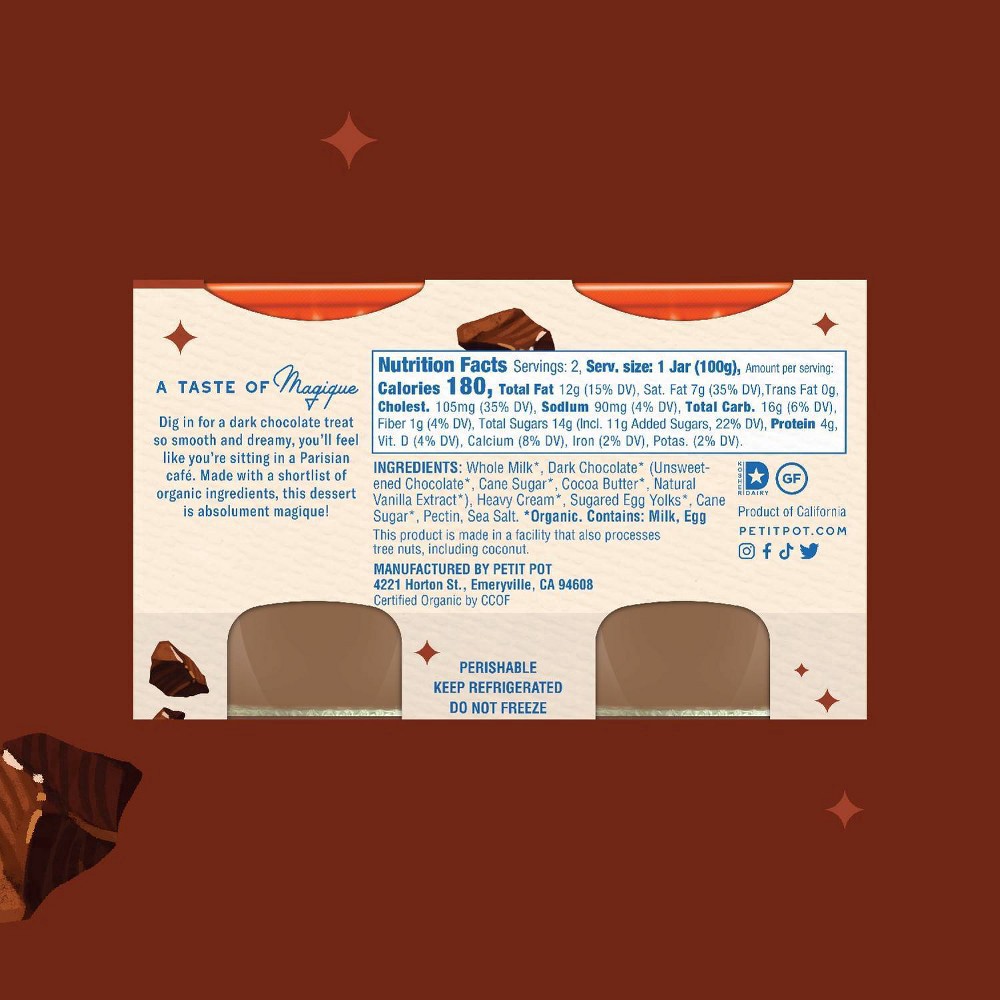 slide 17 of 61, Petit Pot Organic & Creamy Dark Chocolate French Dessert 2 - 4 oz Pots, 2 ct