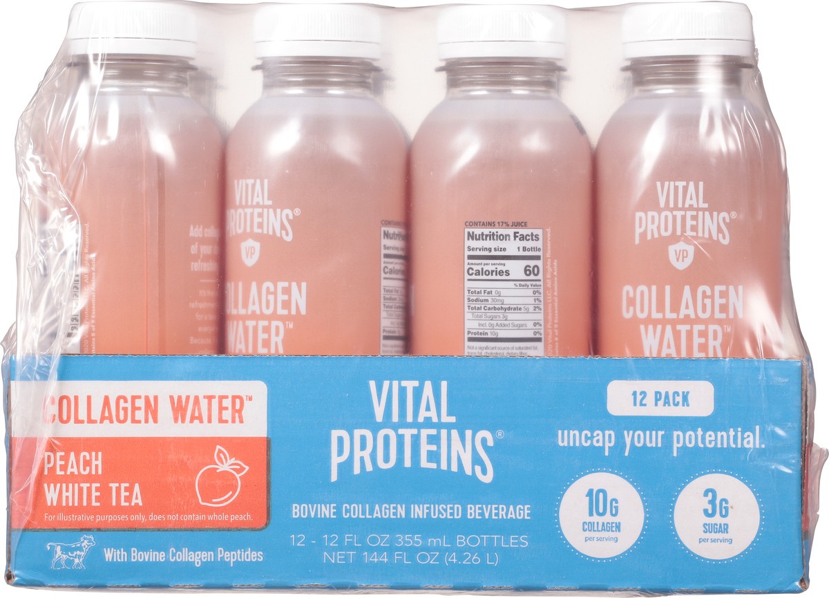 slide 3 of 11, Vital Proteins Peach White Tea Collagen Water 12-12 fl oz Bottles, 12 ct