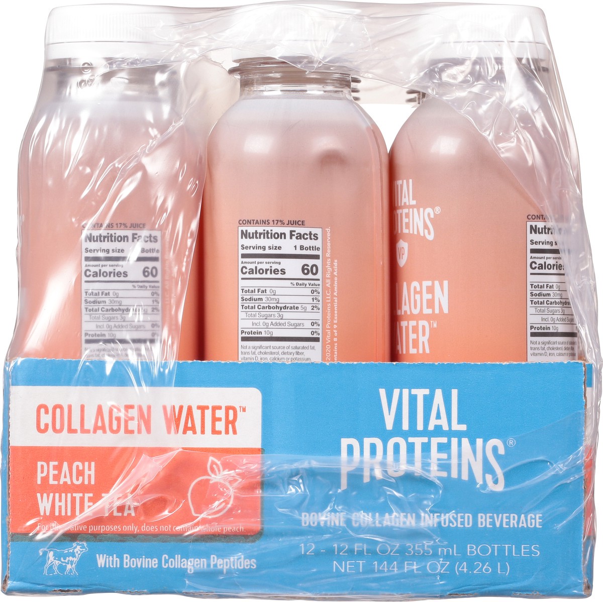 slide 4 of 11, Vital Proteins Peach White Tea Collagen Water 12-12 fl oz Bottles, 12 ct