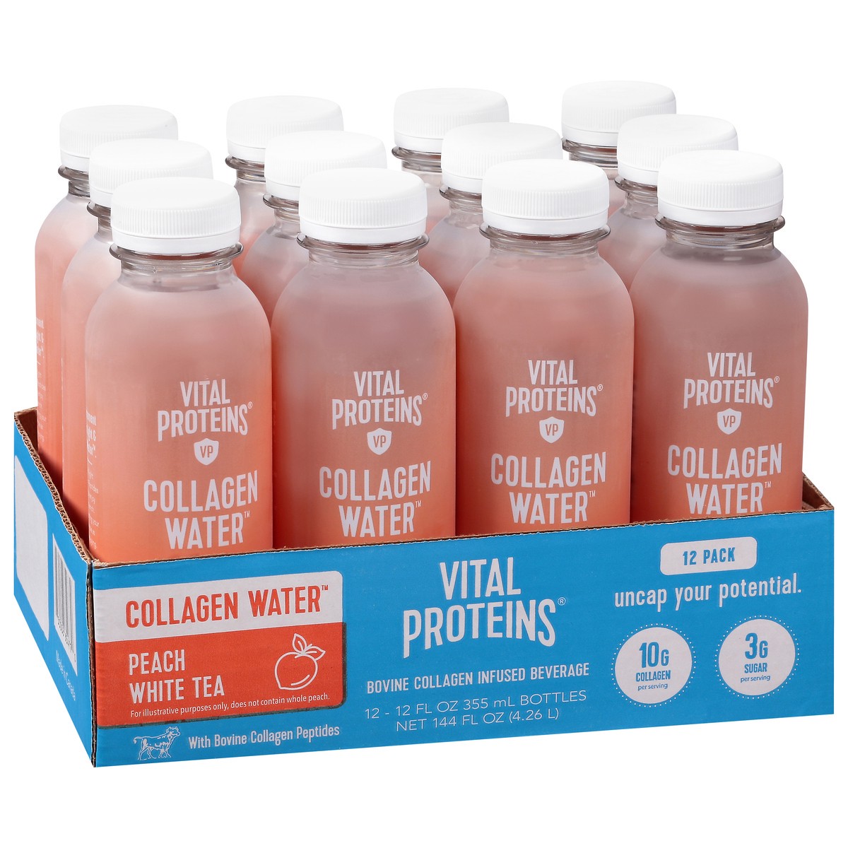 slide 5 of 11, Vital Proteins Peach White Tea Collagen Water 12-12 fl oz Bottles, 12 ct