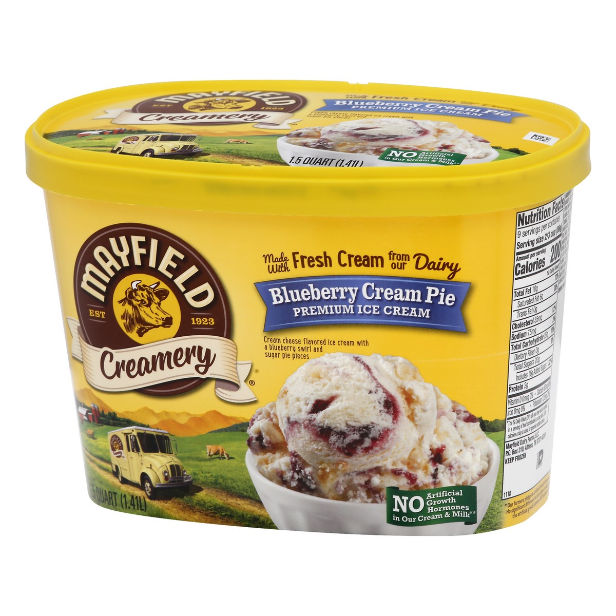 slide 3 of 12, Mayfield Dairy Mayfield Blueberry Cream Pie Ice Cream, 48 fl oz
