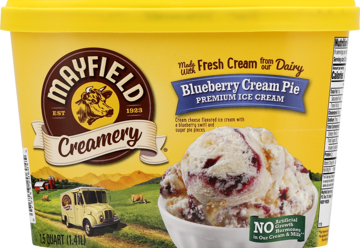 slide 5 of 12, Mayfield Dairy Mayfield Blueberry Cream Pie Ice Cream, 48 fl oz
