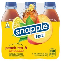 Snapple Peach Tea & Lemonade, 16 fl oz bottle, 6 pack