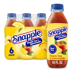 Snapple Peach Tea & Lemonade, 16 fl oz bottle, 6 Pack