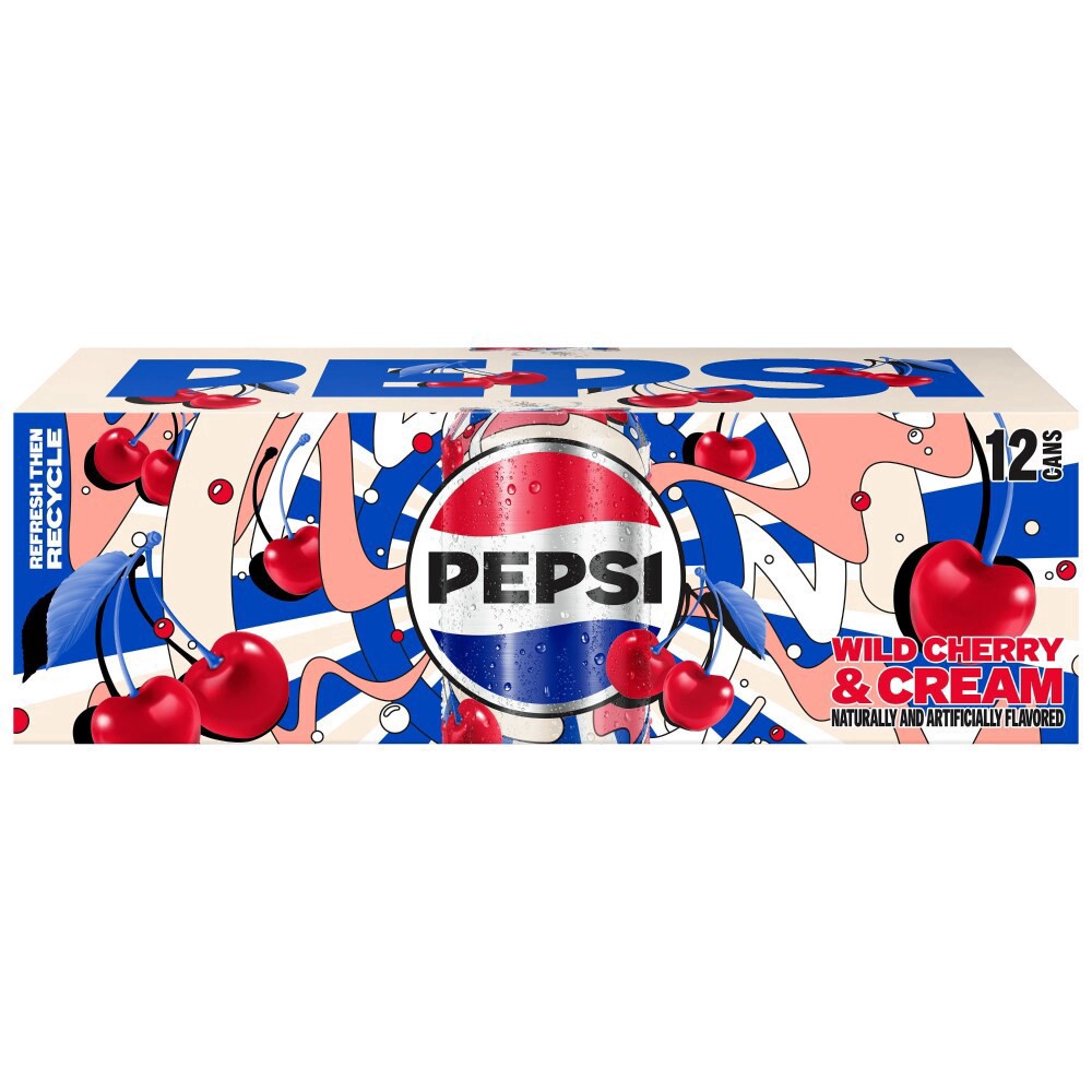 slide 2 of 3, Pepsi Soda Wild Cherry And Cream 12 Fl Oz, 12 Count, 12 ct; 12 oz