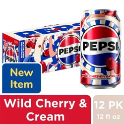 Pepsi Soda Wild Cherry And Cream 12 Fl Oz, 12 Count