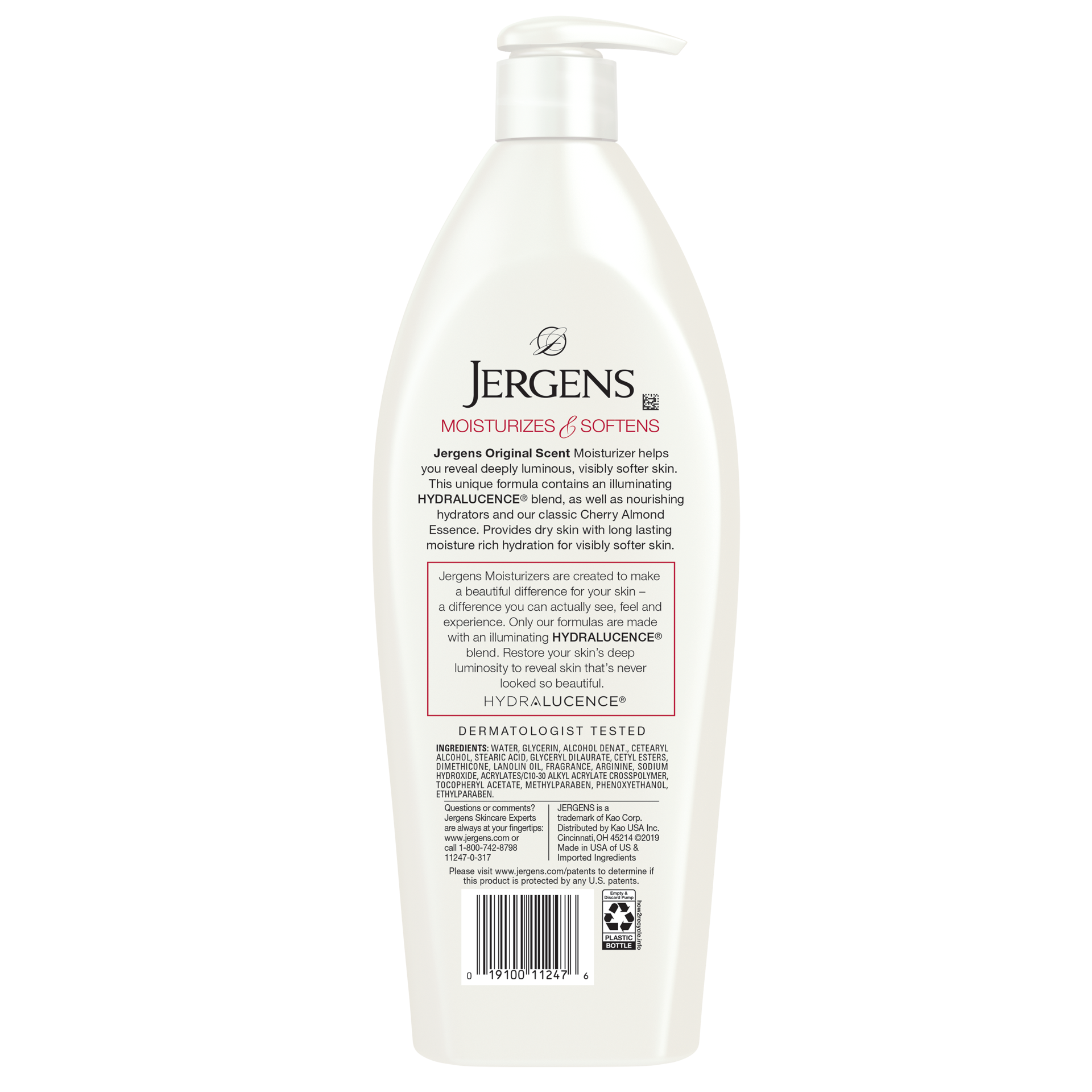 slide 2 of 4, Jergens Moisturizing Lotion, Long- Lasting, Hydrating, Original Scent Dry Skin Moisturizing Body Lotion, with Cherry Almond Essence, 26.5 fl oz, 1 ct