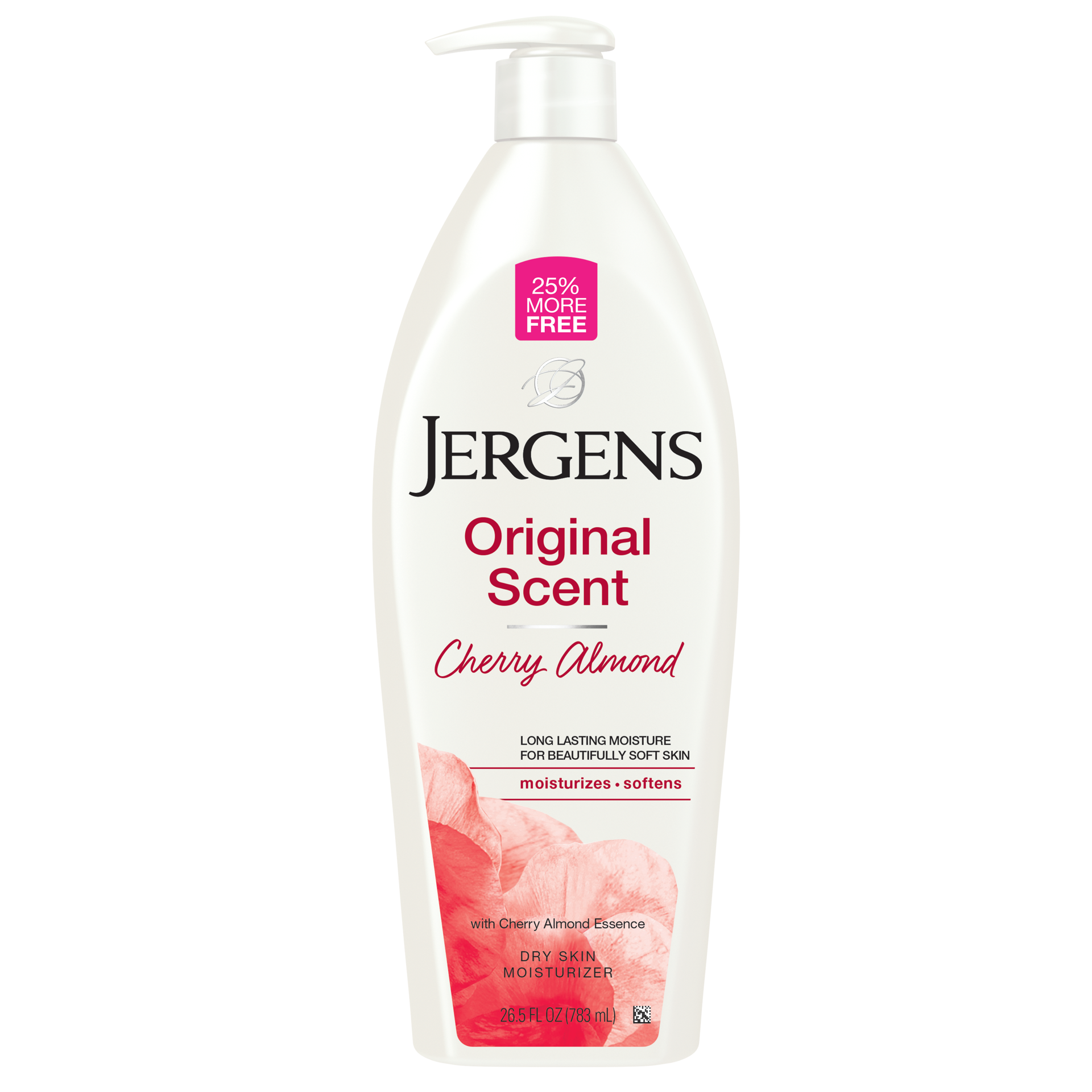 slide 1 of 4, Jergens Original Scent Dry Skin Body Lotion, Hand and Body Moisturizer, Cherry Almond Essence, Dermatologist Tested, 26.5 Fl Oz, 1 ct