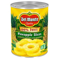 Del Monte Sliced Pineapple in 100% Juice, 20 oz Can