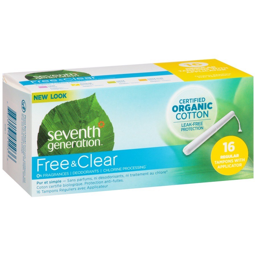 slide 2 of 6, Seventh Generation Free Clear Regular Tampons With Applicator, 16 ct