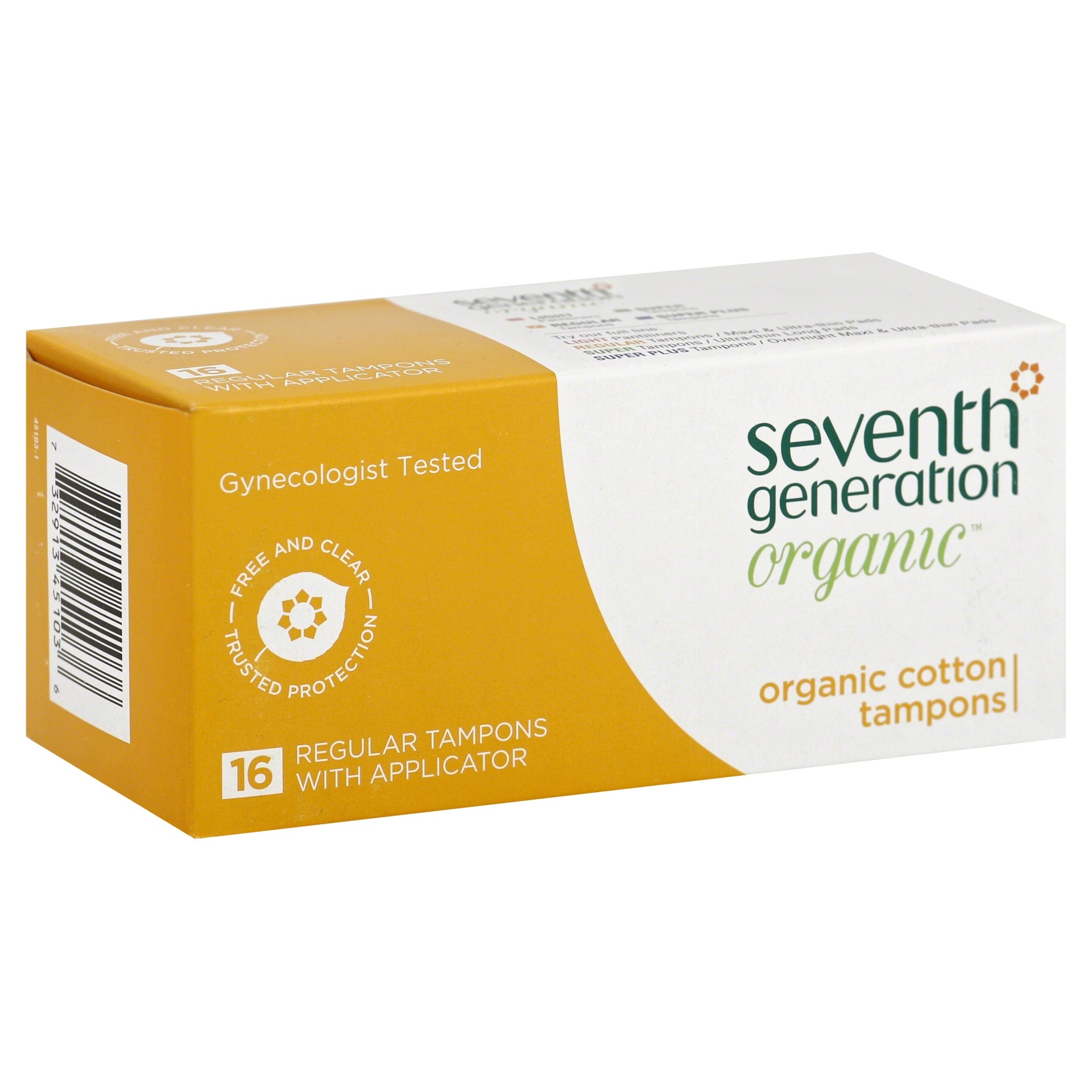 slide 1 of 6, Seventh Generation Free Clear Regular Tampons With Applicator, 16 ct