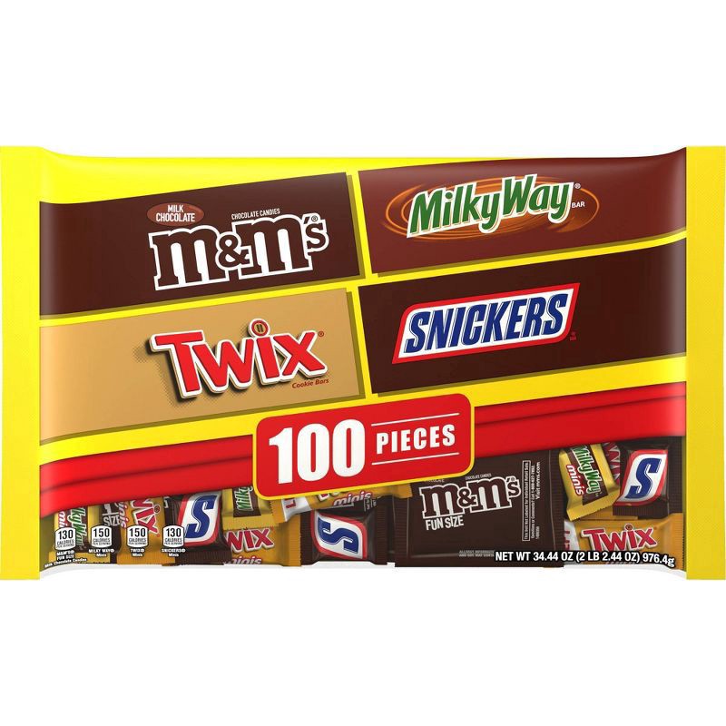 slide 1 of 8, Mars M&M's, Twix, Snickers, Milky Way Halloween Chocolate Variety Pack, 34.74 oz