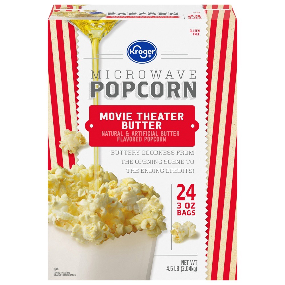 slide 3 of 3, Kroger Movie Theater Butter Microwave Popcorn, 24 ct