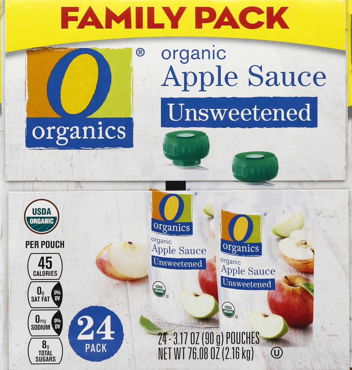 slide 3 of 7, O Organics Applesauce Unsweetened Pouch Fmly Pk, 24 ct; 3.17 oz