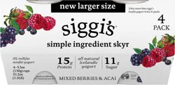 siggi''s siggi’s Icelandic Skyr Nonfat Yogurt, Mixed Berries & Acai, 5.3 oz, 4ct