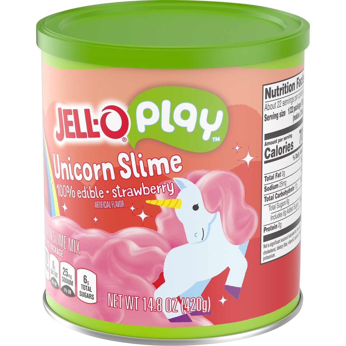 slide 3 of 9, Jell-O Play Unicorn Slime Kit with 100% Edible Strawberry Gelatin Mix, 14.8 oz Canister, 14.8 oz