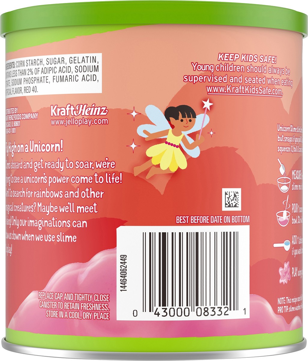 slide 4 of 9, Jell-O Play Unicorn Slime Kit with 100% Edible Strawberry Gelatin Mix, 14.8 oz Canister, 14.8 oz