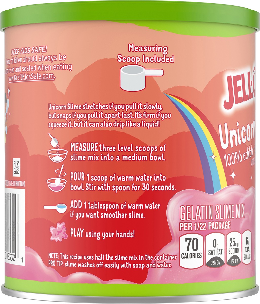 slide 9 of 9, Jell-O Play Unicorn Slime Kit with 100% Edible Strawberry Gelatin Mix, 14.8 oz Canister, 14.8 oz