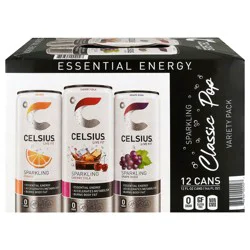 Celsius Liv Fit Sparkling Classic Pop Orange/Cherry Cola/Grape Rush Energy Drink Variety Pack 12 - 12 fl oz Cans