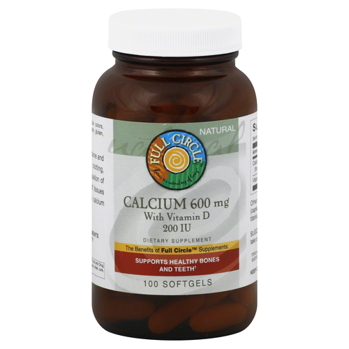 slide 1 of 1, Full Circle Market Calcium with Vitamin D Softgels, 100 ct; 600 mg
