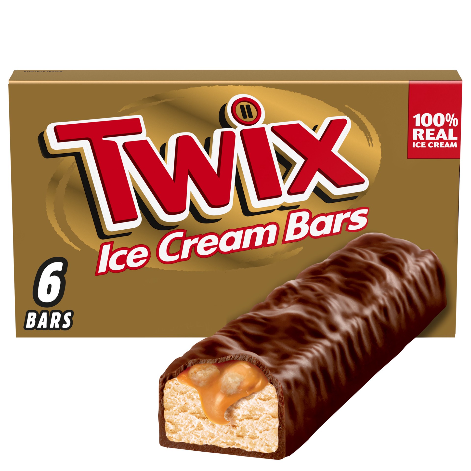 slide 1 of 4, TWIX Caramel Vanilla Milk Chocolate Ice Cream Bars, 6 Pack, 11.58 fl oz