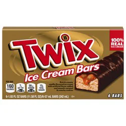 TWIX Ice Cream Bars Vanilla Caramel Chocolatey Cookie Dessert Bar Individually Wrapped, 6 Pack, 1.93 Oz Bars