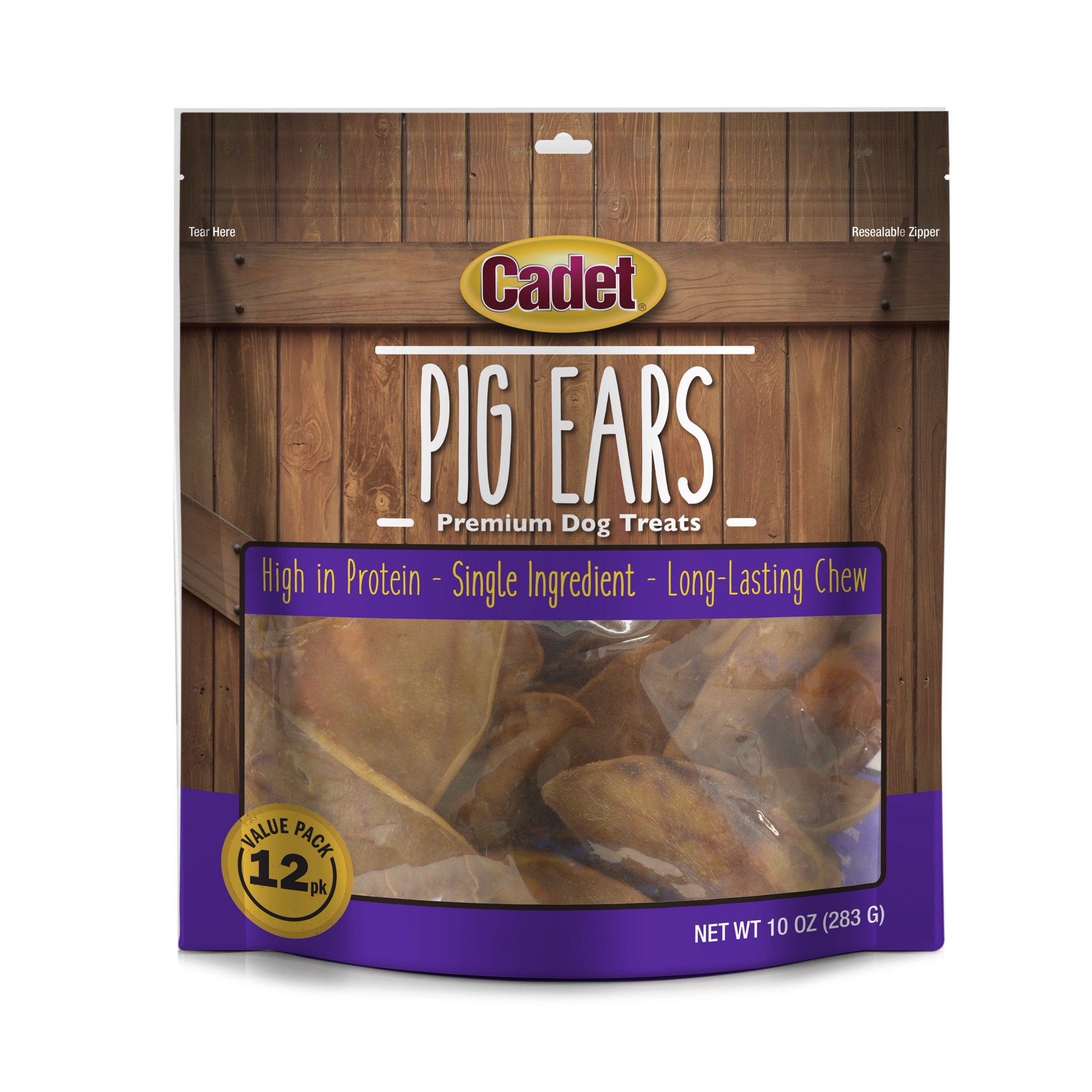slide 1 of 3, Cadet Natural Pig Ears for Dogs (12 Count), 12 ct
