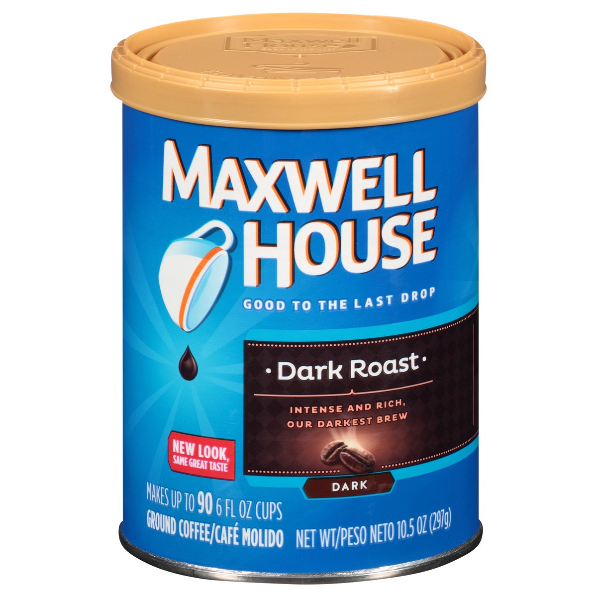 slide 6 of 10, Maxwell House Dark Roast Dark Ground Coffee, 10.5 oz Canister, 10.5 oz