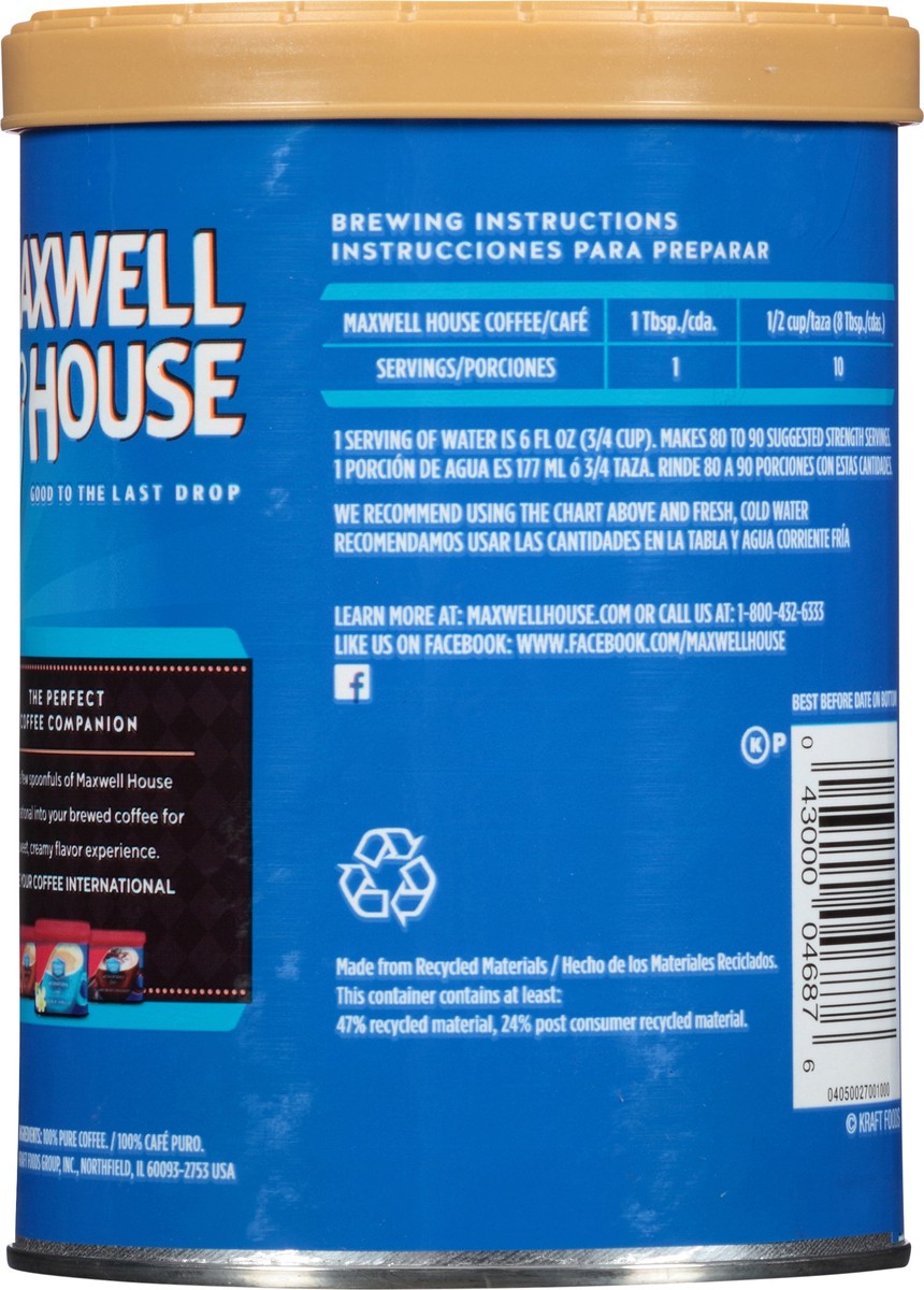 slide 7 of 10, Maxwell House Dark Roast Dark Ground Coffee, 10.5 oz Canister, 10.5 oz