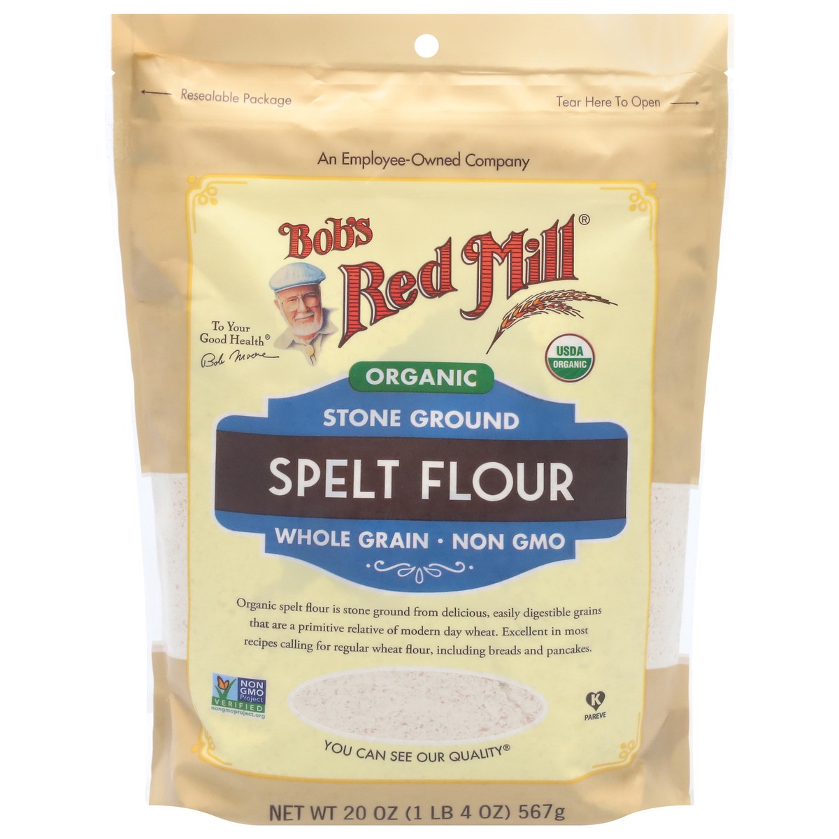 slide 1 of 8, Bob's Red Mill Stone Ground Organic Spelt Flour 20 oz, 20 oz