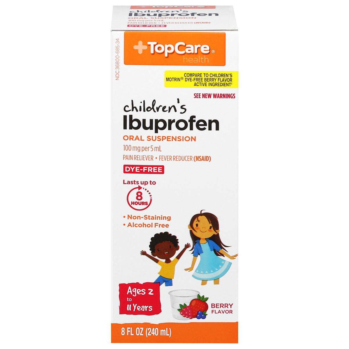 slide 4 of 13, TopCare Health 100 mg Children's Oral Suspension Berry Flavor Ibuprofen 8 fl oz, 8 fl oz