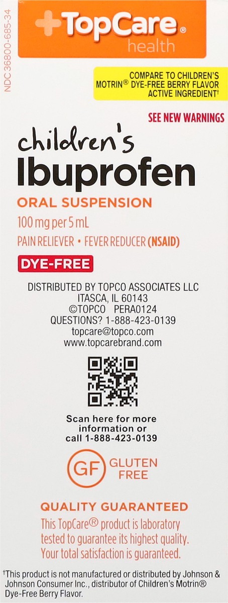slide 11 of 13, TopCare Health 100 mg Children's Oral Suspension Berry Flavor Ibuprofen 8 fl oz, 8 fl oz