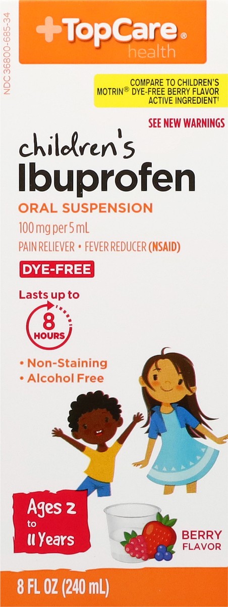 slide 2 of 13, TopCare Health 100 mg Children's Oral Suspension Berry Flavor Ibuprofen 8 fl oz, 8 fl oz