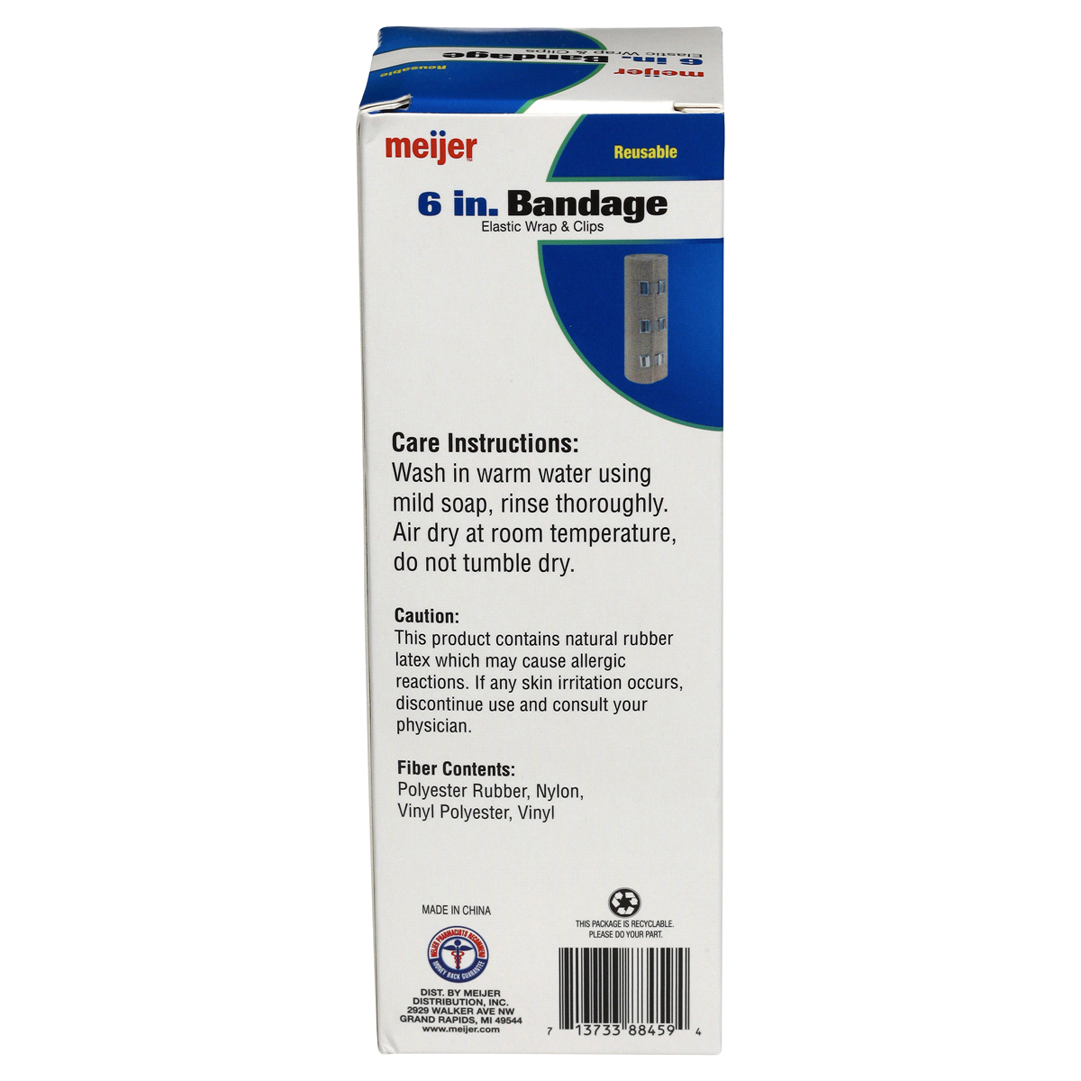 slide 6 of 6, Meijer Elastic Bandage Roll with Easy Clips, 6", 1 ct