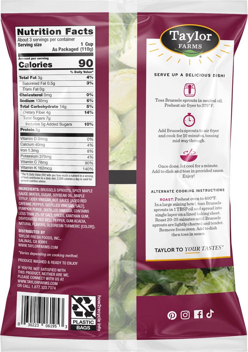 slide 6 of 6, Taylor Farms Air Fry Spicy Maple Brussels Veggies and Sauce 1 ea, 12 oz