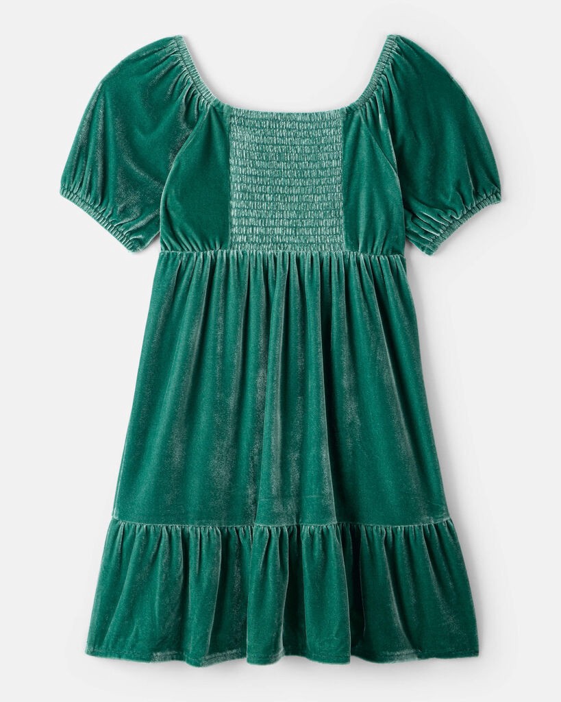 slide 2 of 3, Carter's Girls Velvet Short-Sleeve Occasion Dress - Green Green 8, 1 ct