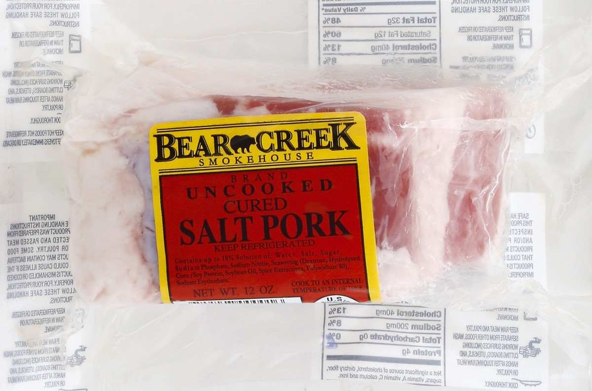 slide 1 of 5, Bear Creek Uncooked Cured Salt Pork, 12 oz