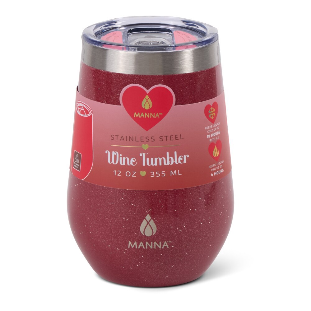 slide 3 of 3, Manna™ Wine Tumbler - Red Sparkle, 12 oz