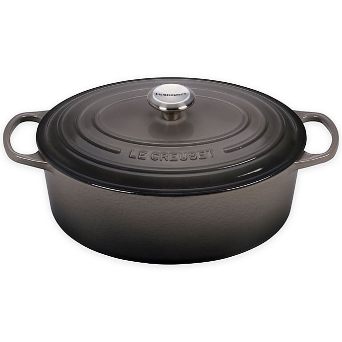 slide 1 of 1, Le Creuset Signature Oval Dutch Oven - Oyster, 6.75 qt