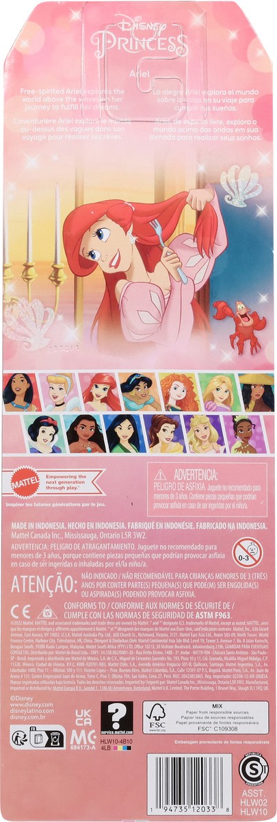 slide 8 of 9, Mattel Disney Princess Age 3+ Ariel Toy 1 ea, 1 ct