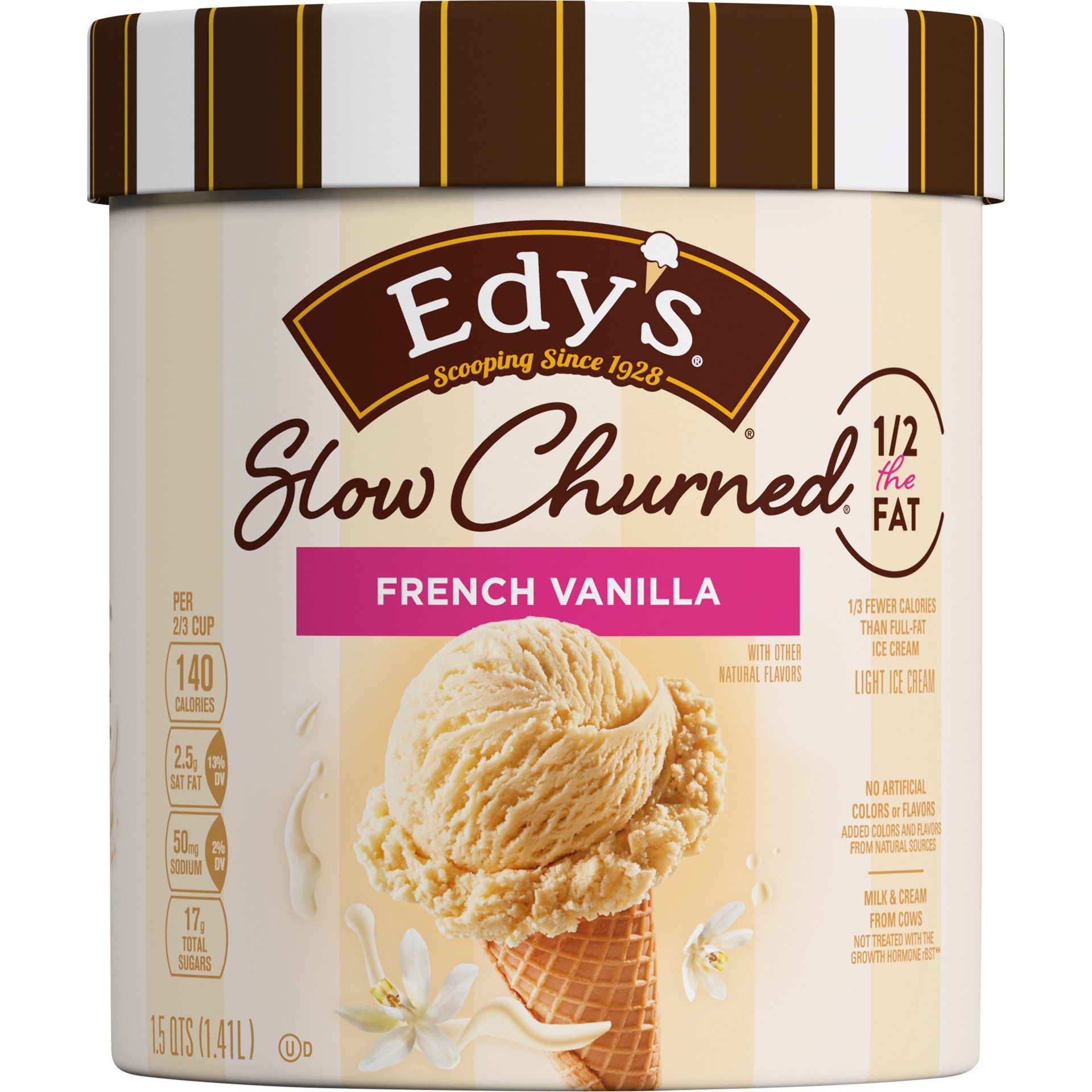 slide 1 of 6, Edy'S/Dreyer'S Slow Churned French Vanilla Light Ice Cream, 1.5 Qt, 1.5 qt